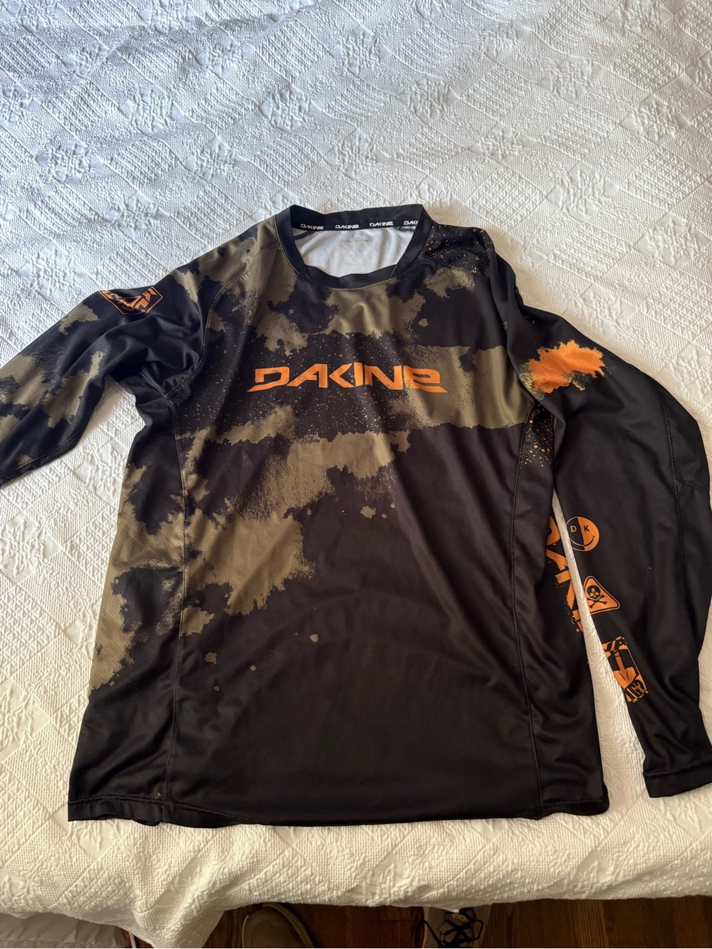 Dakine Black & Olive MTB Jersey with Orange Logo Accents